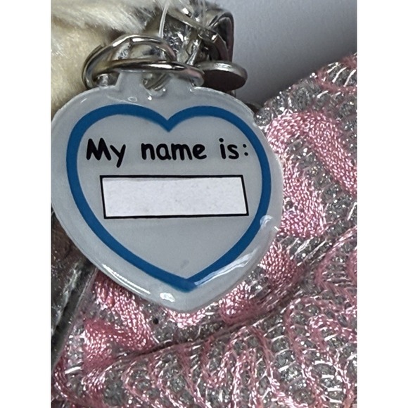 Stuffed Dog Plush Purse Poochie & Co Pink Bows Sparkle Beige Puppy Silver Strap - Picture 6 of 10